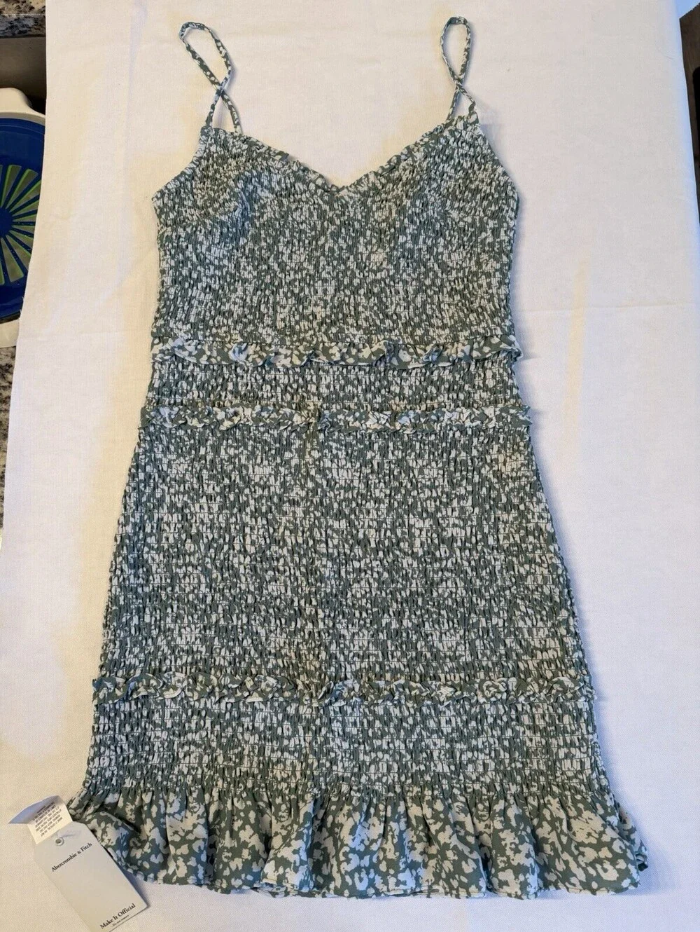 Abercrombie Fitch Smocked Halter Mini Dress Sage Floral Large NWT $99